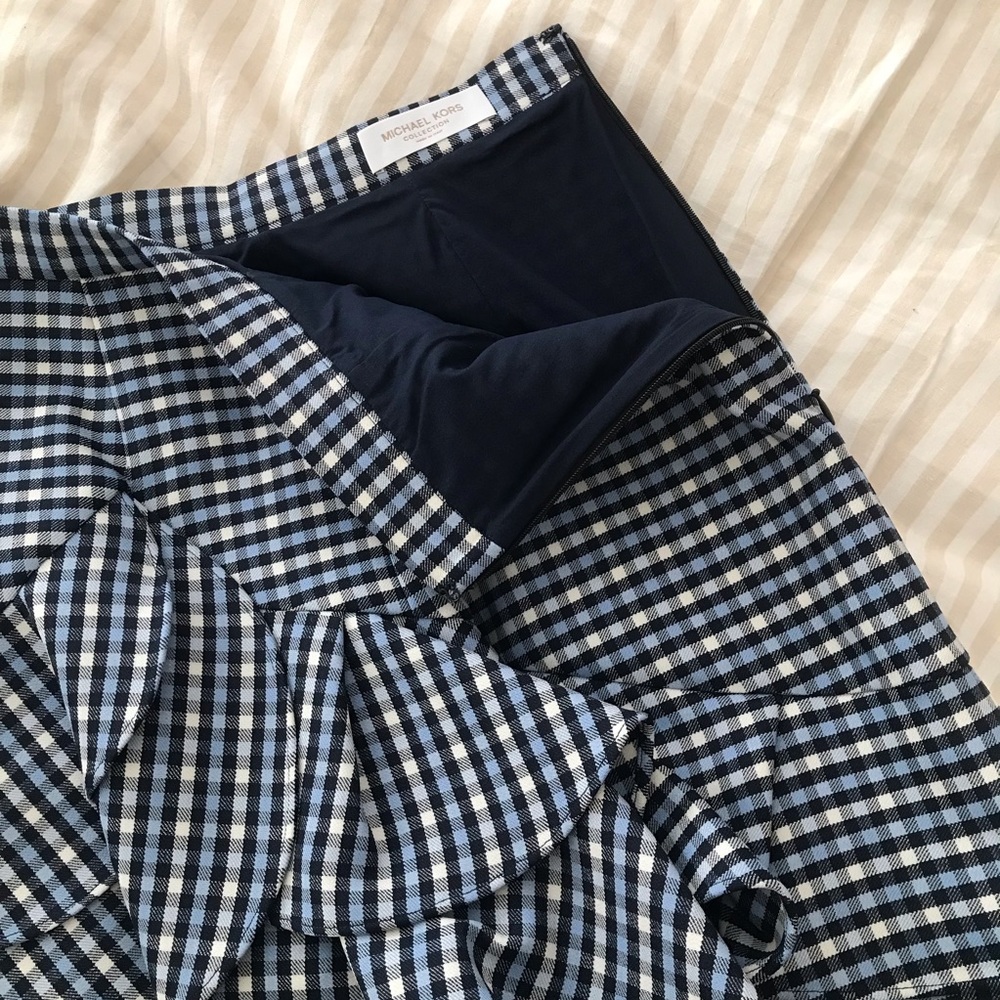 Michael Kors Collection Blue and White Checkered Pencil Skirt - Picture 3 of 11